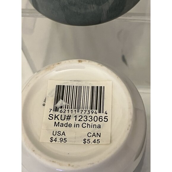 Four Starbucks 2008 Coffee Pinched Mugs Cobalt Blue & Green Handleless NWT NOS - Picture 4 of 10